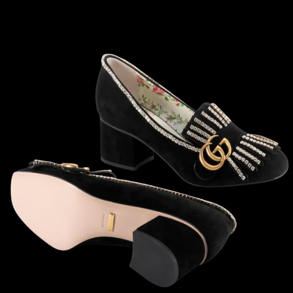 GUCCI MARMONT CRYSTAL EMBELLISHED PUMPS SIZE 38 IT, 8 US - Picture 5 of 9
